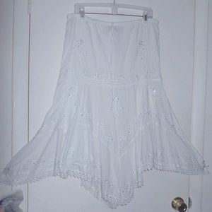 Gorgeous Sequins Lace Uneven Hem Cotton Skirt